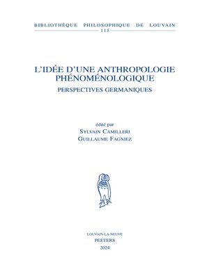 cover image of L'idee d'une anthropologie phenomenologique